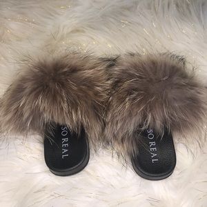 Natural Raccoon Slippers